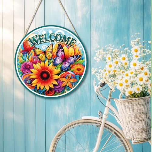 Welcome Hanging Wooden Sign for Front Door Wreath Outside - Image 4