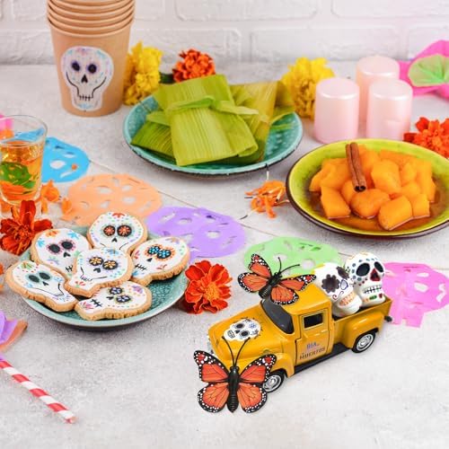Day of The Dead Decorations Vintage Metal Truck for Altar Sugar Skulls - Image 7