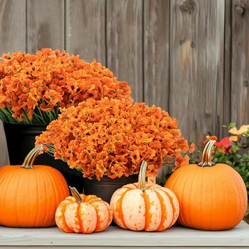 ColoPlay Artificial Mums for Outdoors, 72 Bundles Fake Flowers Fall Decor - Image 3