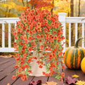 Artificial Fall Flowers for Outdoors UV Resistant Orange Fake Mums Decor by Playieer