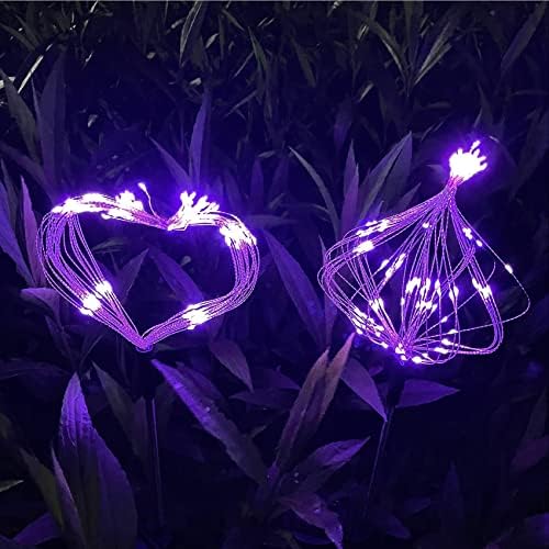 JJGoo Solar Firework Lights, 2 Pack 180 LEDs 2 Lighting Modes Solar Lights Outdoor Waterproof for Garden Patio Walkway Pathway Party Wedding Christmas Decorative - Purple - Image 3