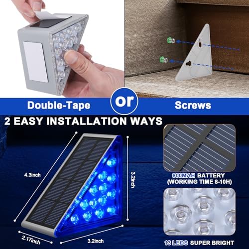 AUDLES 2 Pack Solar Stair Lights, Outdoor Step Lights with Waterproof IP67, Blue Color LED Solar Light for Outside Light Decor for Stair, Deck, Front Step, Front Porch, Patio and Backyard - Image 4
