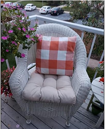 VAKADO Outdoor Fall Throw Pillow Covers 20x20 Set of 2 Orange Buffalo Plaid - Image 3
