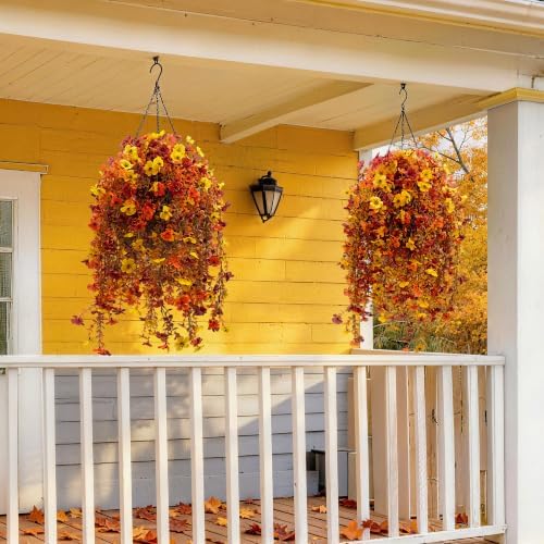 ColoPlay Artificial Mums for Outdoors Fall Decor, Faux Fake Hanging Flowers - Image 7