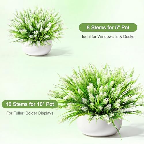 AmyHomie 16 PCS Artificial Flowers for Outdoors,White Fake Lavender Plants - Image 6