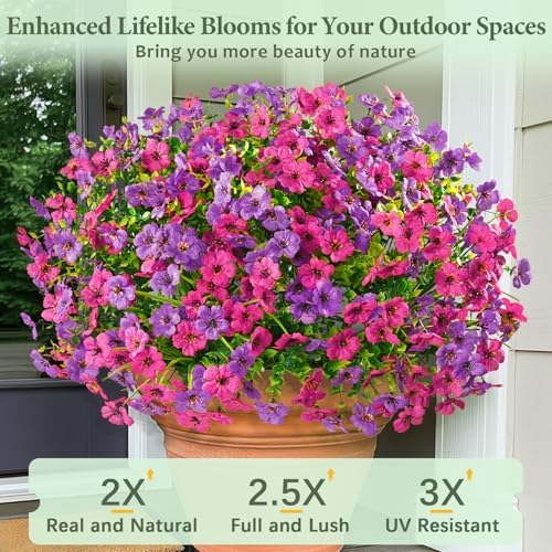 Yastouay 24 Bundles Artificial Flowers for Outdoors Decoration UV Resistant - Image 3