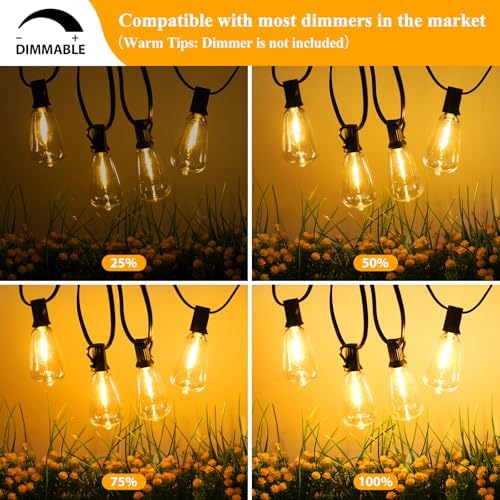 Brightever 100FT Outdoor String Lights 52 Bulbs, 2200K Amber Lights - Image 4