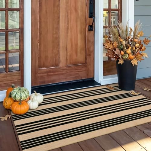 OJIA Front Door Mat 24"x51", Striped Porch Rug Outdoor Door Mat Fall Decor by OJIA