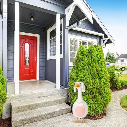 FuWeave Porch Goose Outfit 17", Pink White Easter Bunny for Lawn Patio - Image 4