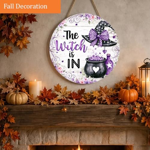 The Witch is in Sign, Witchy Halloween Decorations Wooden Sign for Home - Image 6