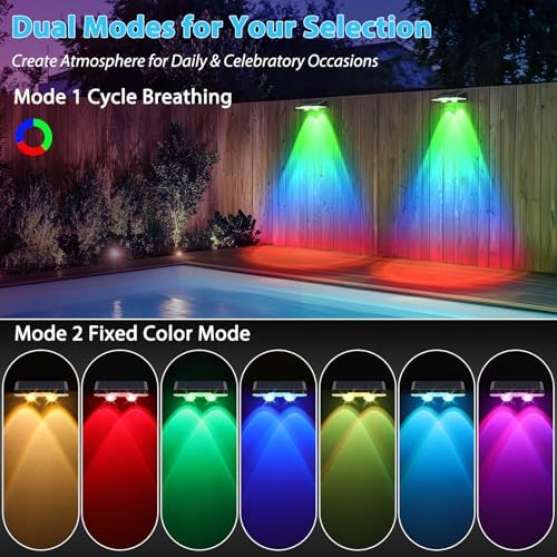 Brightever Solar Fence Lights Black 16-Pack, Color Changing & 7 Fixed Color - Image 4