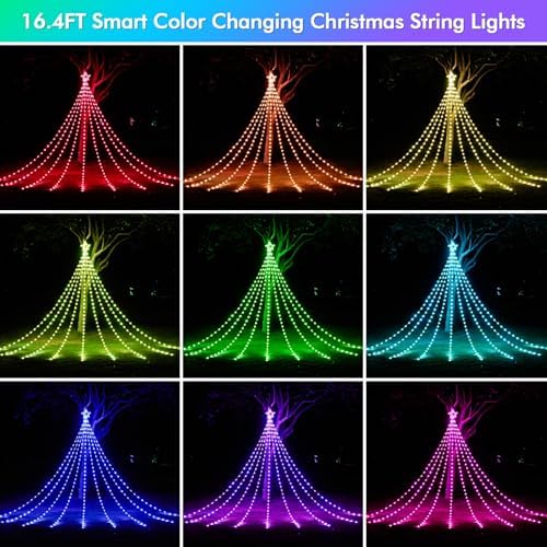 HOLILLUMA 16.4FT Smart Waterfall String Lights Outdoor Christmas Decoration - Image 6