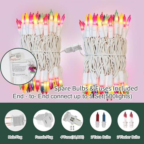 LAMPHOME Easter String Lights,Super-Bright Extendable 100 Count 19.6FT White Wire Mini Pastel Fairy Lights, 120V UL Certified for Garden Patio Holiday Party Outdoor Indoor Decoration, Multicolor - Image 2