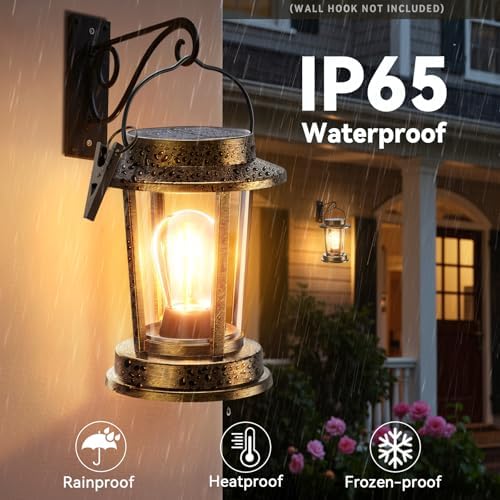 Solar Lanterns Outdoor Waterproof 2 Pack , Upgraded Solar Lights Outdoor, Bright Solar Powered Lanterns Decorative, Hanging Solar Lights for Outside Patio Garden Yard Path Porch Decor(Antique Copper) - Image 4