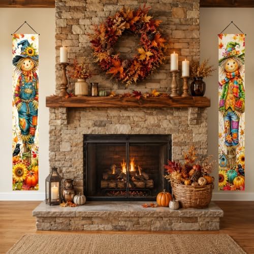 2 Piece Scarecrow Porch Banners 71 x 12 Inch Thanksgiving Door Decorations - Image 7