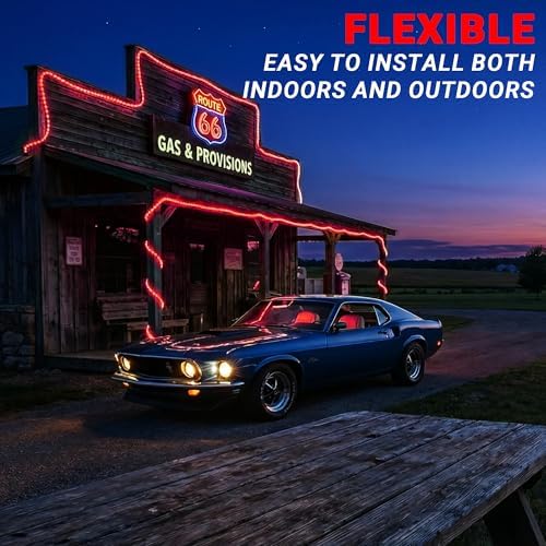 50ft Rope Lights For Outside, Connectable & Flexible Tube Lights with 8 Modes Controller,Waterproof Red LED Rope Lighting for Deck,Garden,Pool,Patio,Bedroom,Party,Indoor & Outdoor Landscape Lighting - Image 6