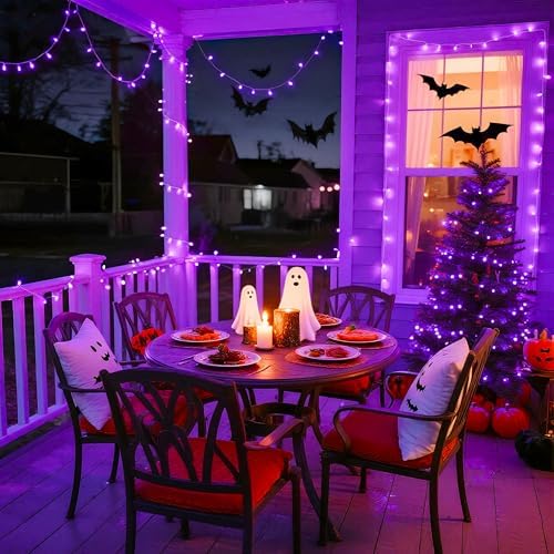JMEXSUSS Connectable 8 Modes 100 LED Purple Halloween Lights Indoor Plug in - Image 4