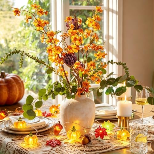 MIYA LIFE Fall String Lights Pumpkin-Maple-Acorn Autumn Fairy Lights Battery Operated for Thanksgiving and Halloween Indoor Decorations - Image 3