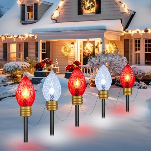 Strawberry Jumbo C9 Christmas Pathway Lights Outdoor - 8.5FT 5 LED by Moonflor