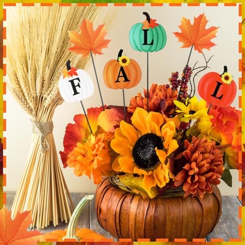 6 Pcs 12'' Fall Outdoor Decor Garden Stakes Fall Pumpkin Scarecrow Maple Leaves Metal Yard Sign Yard Stakes Outdoor Autumn Thanksgiving Decorations for Planter Lawn Patio Walkway Porch - Image 3