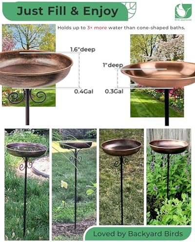 10" Small Metal Bird Bath with Stake, Outdoor Birdbath for Garden - Image 2