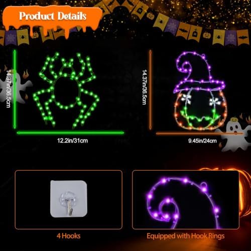 Halloween Window Lights, 2 Pack LED Waterproof Timer Indoor Decor - Image 3