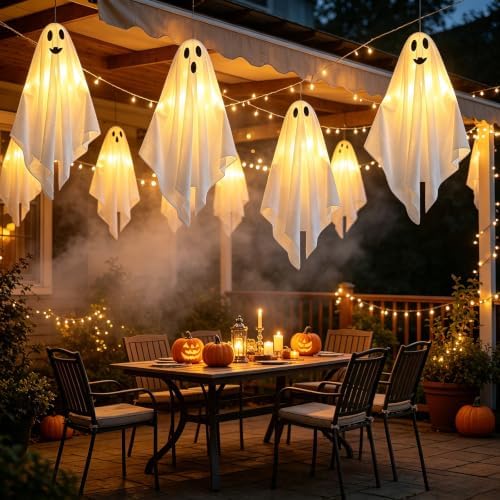 Solar Light Up Swinging Ghost, Halloween Outdoor Decor - Image 5