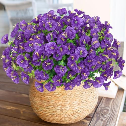 10 Bundles Artificial Flowers for Outdoors Purple Outdoor Fake Silk Flower by AlynsehomCreateaBetterLife