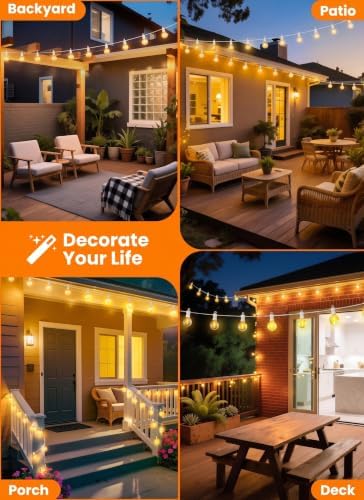 Outdoor String Lights, 50FT 25 LED Bulbs IP65 Waterproof Patio Lights - Image 6