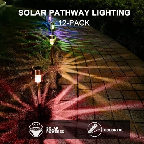 Solar Lights Outdoor Waterproof, Solar Garden Lights, Multicolor, 12 Pack - Image 3