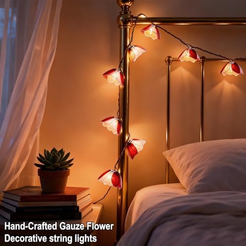 TWINKVILLA Decorative String Lights Plug in with 10 Bulbs, Flower Garland Fairy Lights Connectable Weatherproof Outdoor Indoor for Wedding Pergola Bedroom Porch Floral Home Decor (Purple White) - Image 2