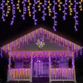 YEGUO 33ft 400 LED Orange and Purple Icicle Halloween Lights, 80 Drops Icicle Lights Connectable, 8 Modes Icicle Christmas Light with Memory Timer by YEGUO