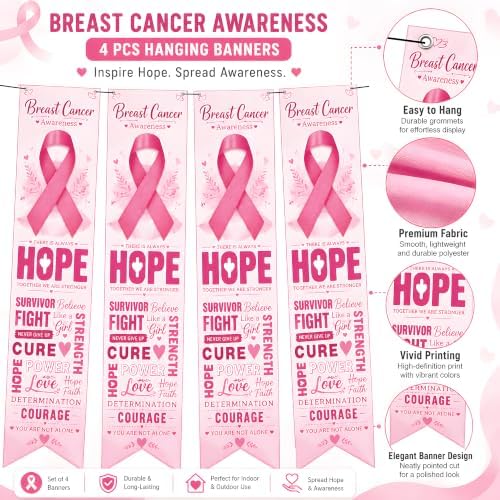 Breast Cancer Awareness Accessories - Pink Ribbon Hope Survivor Banner - Image 3