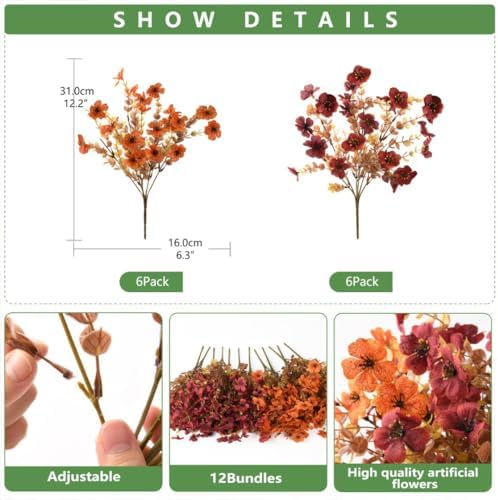 INQCMY Artificial Fake Fall Plants Flowers for Outdoor Outside Decoration - Image 2