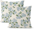 Spring Pillow Covers 22x22 Inch 2 Pcs Navy Blue Sage Green Hydrangea Flower Decor Throw Pillows Vintage Floral Seasonal Summer Outdoor Decoration Pillowcase Linen Cushion Cover for Couch Sofa by DAFENA