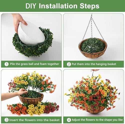INQCMY Artificial Flowers for Outdoors Fall Hanging Baskets UV Resistant - Image 5