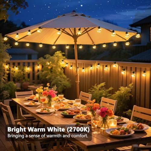 Outdoor String Lights Plug-in, 25ft 20 G40 LED Bulbs with Timer - Image 4