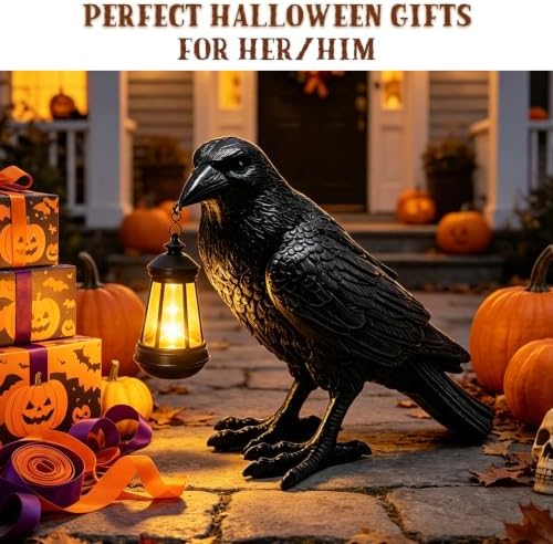 Halloween Crow Solar Garden Statue Outdoor Figurine Halloween Decoration - Image 4