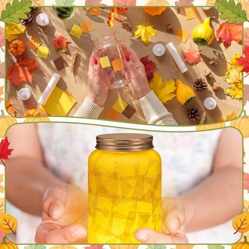 Qinyoung 12 Pcs Fall Crafts Thanksgiving Mason Jar with LED Candle Light - Image 5