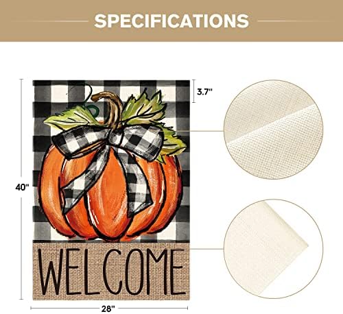 AVOIN colorlife Fall Thanksgiving Pumpkin Welcome House Flag 28x40 Inch - Image 6