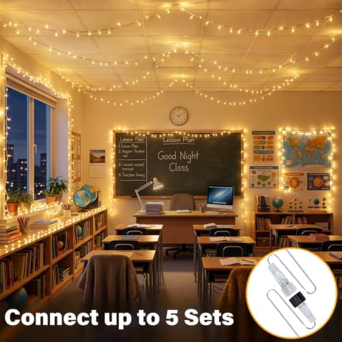 Ollny 120LED 40FT String Lights, Waterproof Connectable Fairy Lights with Timer 8 Modes, Warm White Plug in Indoor Light for Bedroom Classroom Outdoor Wedding Christmas Party Decorations - Image 3