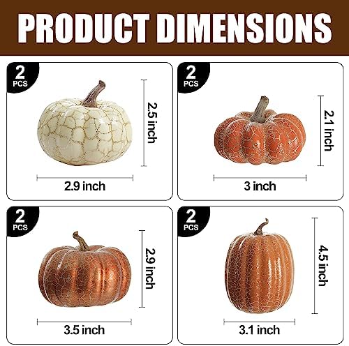 Artgar Pumpkin Decor, 8 PCS Halloween Pumpkin - Image 2