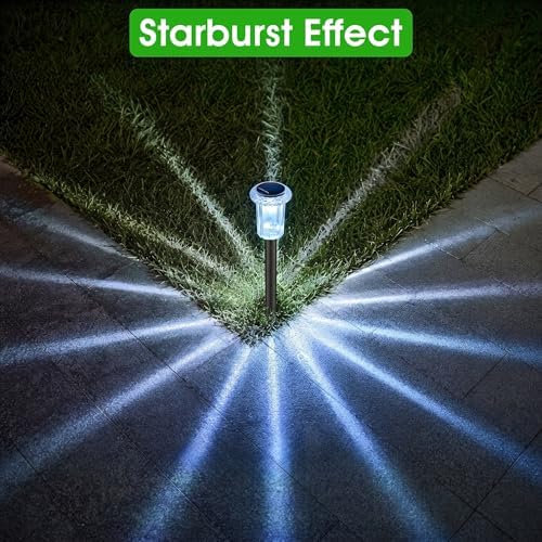 Eyrosa Solar Pathway Lights Outdoor Waterproof, 15 Pack Cool White Solar Garden Lights, Diamond-Cut Starlight Decor, Stake Lighting for Yard Path Walkway Driveway Patio Lawn Outside - Image 3