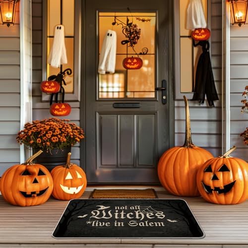 Halloween Door Mat Not All Witches Live in Salem Rug Outdoor Decorative Doormats Entrance Rugs Floor Front Mats for Farmhouse Home Kitchen 17 x 27 Inch - Image 5