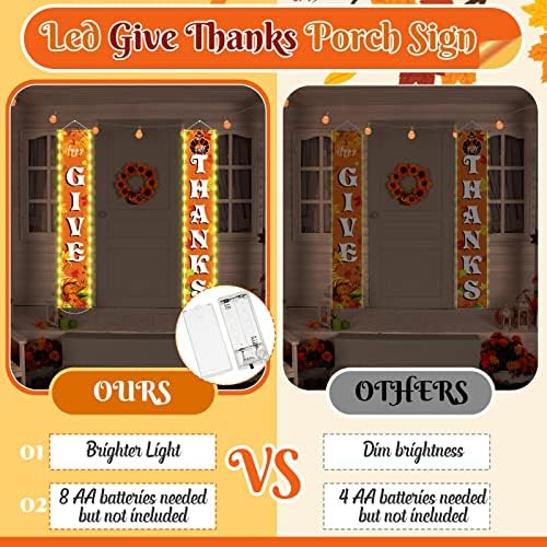 Lounsweer Give Thanks Banner with LED Light, Fall Porch Sign, 71x12 Inch - Image 4