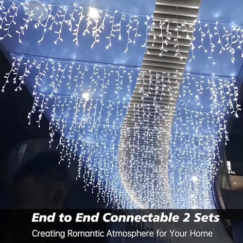 Icicle LED Christmas Lights Outdoor, 624 LED 59FT 8 Modes with 96 Drops Cool White Icicle Lights,Outdoor Indoor Fairy String Lights for Christmas Party,Holiday,Wedding Decorations - Image 5