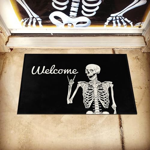 Skull Doormat Funny Halloween Skull Welcome Door Mat,Living Room Kitchen Floor Mat Home Halloween Indoor Outdoor Decoration 17 x29 Inch - Image 6