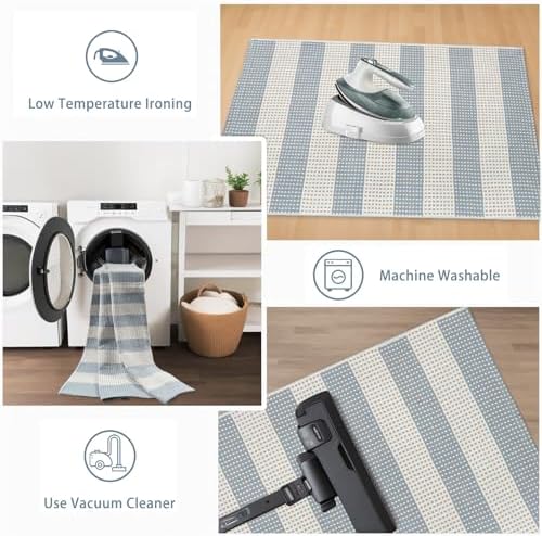 Blue Striped Fall Front Door Mat Outside Entrance 2'x3' Outdoor Rug - Image 5
