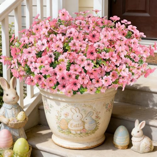 16PCS Artificial Pink Flowers for Outdoors, Fake Silk Pink Flowers - Image 5