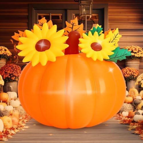 Leyndo 5 ft Tall Sunflower Pumpkin Fall Inflatables Outdoor Decorations - Image 4